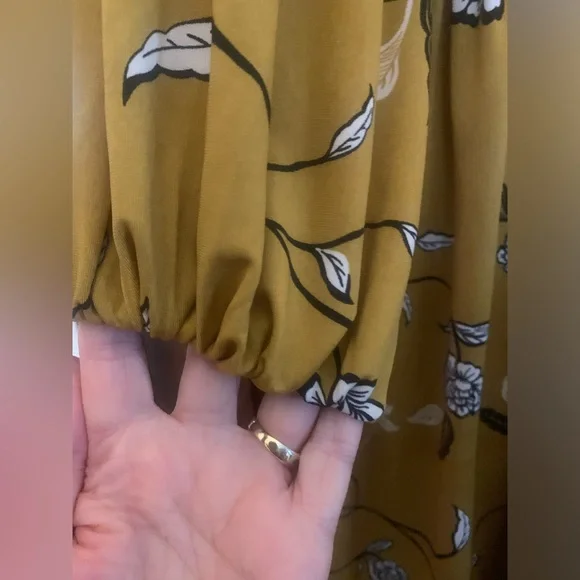 Eloquii Elements Floral Mustard Yellow Faux Wrap Dress Size 18/20 NWOT So pretty - Picture 6 of 10